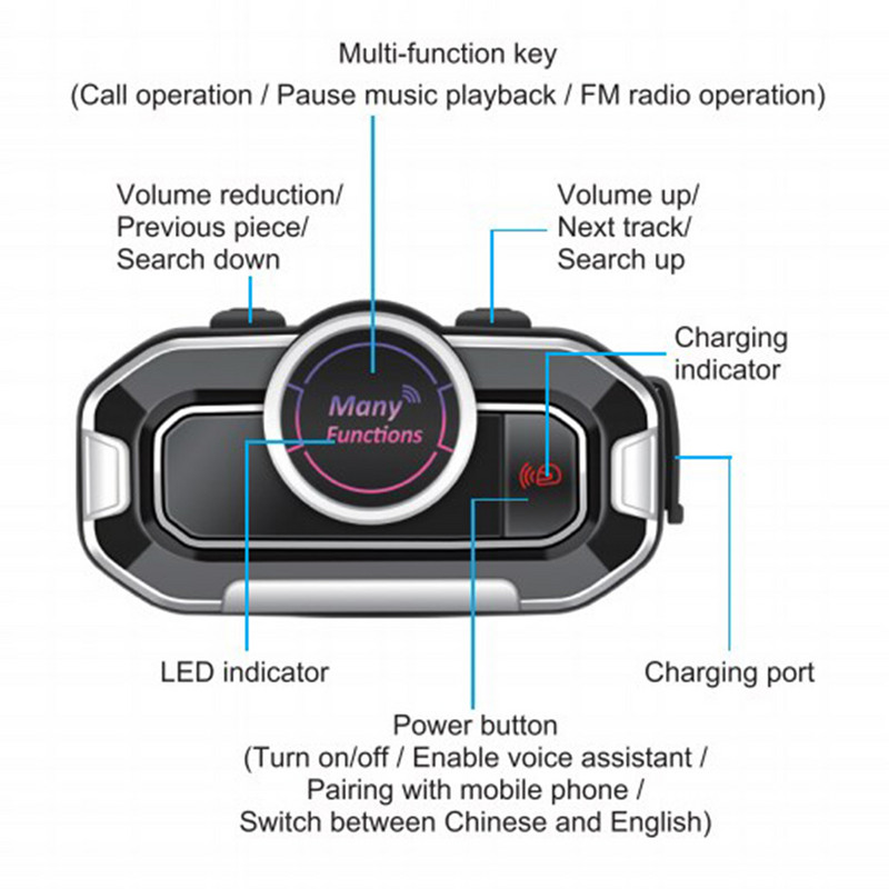 Motorkerékpár vezeték nélküli sisakok fejhallgató vízálló kültéri fejhallgató BT 5.0 motorsport fejhallgató hangszóró kihangosító zene hívásvezérlés