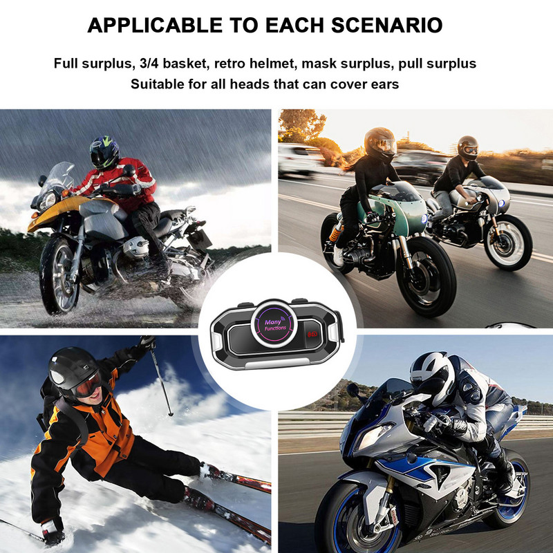 Motorkerékpár vezeték nélküli sisakok fejhallgató vízálló kültéri fejhallgató BT 5.0 motorsport fejhallgató hangszóró kihangosító zene hívásvezérlés