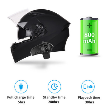 BT35 Мотоциклетна Bluetooth каска Слушалка 800 mAh Батерия Водоустойчива Колоездене Слушалка за намаляване на шума с фенерче FM радио
