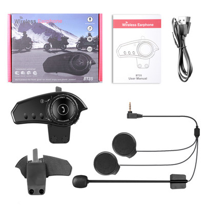 BT35 Motorkerékpár Bluetooth sisak fejhallgató 800 mAh akkumulátor, vízálló kerékpáros zajcsökkentő fülhallgató zseblámpával FM rádió