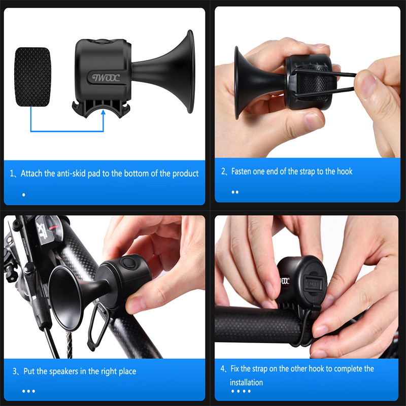 Kerékpár Elektronikus Hangos kürt 120 Db Figyelmeztetés Biztonság Elektromos csengő Rendőrségi sziréna Kerékpárkormány riasztógyűrű Csengő Kerékpáros tartozékok