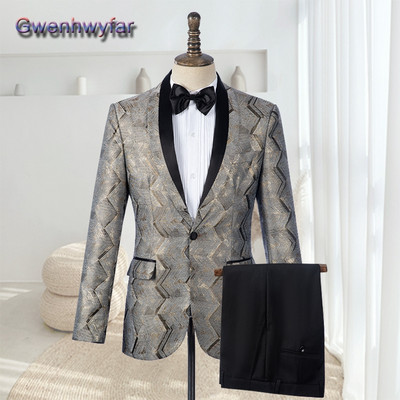Gwenhwyfar méretre szabott férfi esküvői öltöny, Peak Lapel dupla mellű vőlegény blézer szmoking, Slim Fit Costume Pour Hommes Terno Masculino