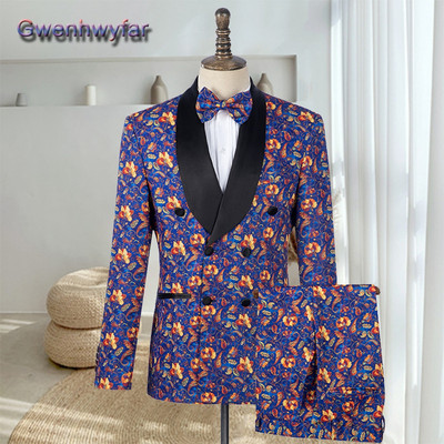 Gwenhwyfar méretre szabott férfi esküvői öltöny, Peak Lapel dupla mellű vőlegény blézer szmoking, Slim Fit Costume Pour Hommes Terno Masculino