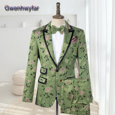 Gwenhwyfar méretre szabott férfi esküvői öltöny, Peak Lapel dupla mellű vőlegény blézer szmoking, Slim Fit Costume Pour Hommes Terno Masculino