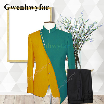 Gwenhwyfar Divatos új tervező stílusú esküvői öltöny Vőlegény vegyes Colocr öltöny alkalmi elegáns szmoking divat 2 részes öltöny dzsekik szett