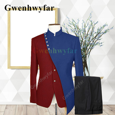 Gwenhwyfar Divatos új tervező stílusú esküvői öltöny Vőlegény vegyes Colocr öltöny alkalmi elegáns szmoking divat 2 részes öltöny dzsekik szett