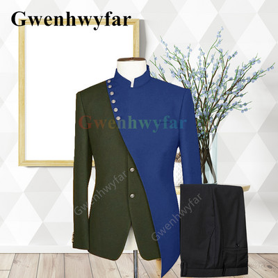 Gwenhwyfar Divatos új tervező stílusú esküvői öltöny Vőlegény vegyes Colocr öltöny alkalmi elegáns szmoking divat 2 részes öltöny dzsekik szett