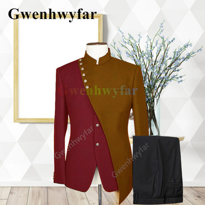 Gwenhwyfar Divatos új tervező stílusú esküvői öltöny Vőlegény vegyes Colocr öltöny alkalmi elegáns szmoking divat 2 részes öltöny dzsekik szett