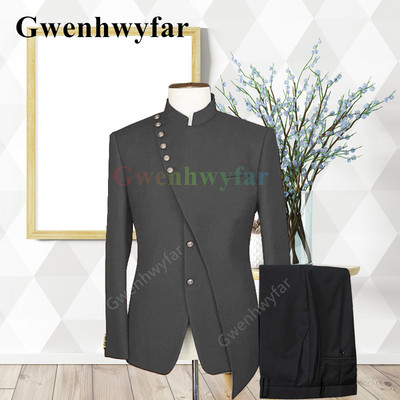 Gwenhwyfar Divatos új tervező stílusú esküvői öltöny Vőlegény vegyes Colocr öltöny alkalmi elegáns szmoking divat 2 részes öltöny dzsekik szett