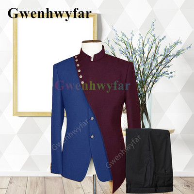 Gwenhwyfar Divatos új tervező stílusú esküvői öltöny Vőlegény vegyes Colocr öltöny alkalmi elegáns szmoking divat 2 részes öltöny dzsekik szett