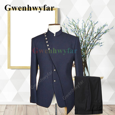 Gwenhwyfar Divatos új tervező stílusú esküvői öltöny Vőlegény vegyes Colocr öltöny alkalmi elegáns szmoking divat 2 részes öltöny dzsekik szett