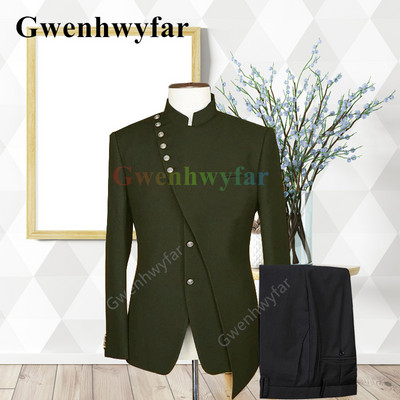 Gwenhwyfar Divatos új tervező stílusú esküvői öltöny Vőlegény vegyes Colocr öltöny alkalmi elegáns szmoking divat 2 részes öltöny dzsekik szett