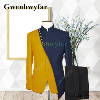 Gwenhwyfar Divatos új tervező stílusú esküvői öltöny Vőlegény vegyes Colocr öltöny alkalmi elegáns szmoking divat 2 részes öltöny dzsekik szett