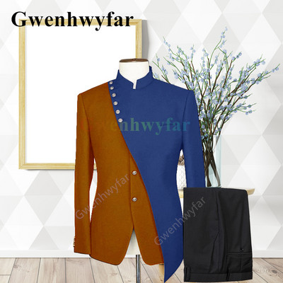 Gwenhwyfar Divatos új tervező stílusú esküvői öltöny Vőlegény vegyes Colocr öltöny alkalmi elegáns szmoking divat 2 részes öltöny dzsekik szett