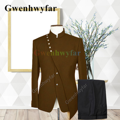 Gwenhwyfar Divatos új tervező stílusú esküvői öltöny Vőlegény vegyes Colocr öltöny alkalmi elegáns szmoking divat 2 részes öltöny dzsekik szett