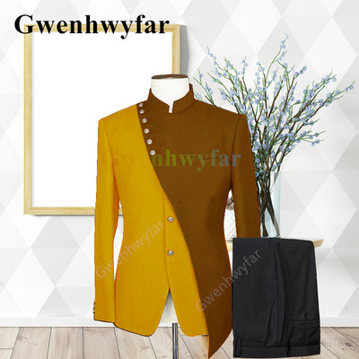 Gwenhwyfar Divatos új tervező stílusú esküvői öltöny Vőlegény vegyes Colocr öltöny alkalmi elegáns szmoking divat 2 részes öltöny dzsekik szett