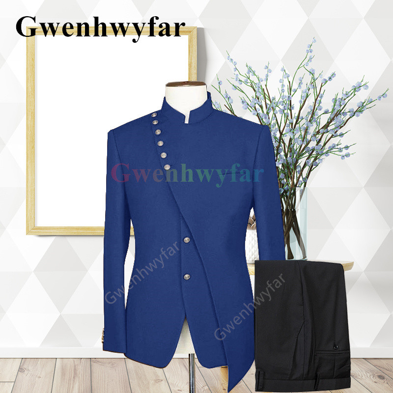 Gwenhwyfar Divatos új tervező stílusú esküvői öltöny Vőlegény vegyes Colocr öltöny alkalmi elegáns szmoking divat 2 részes öltöny dzsekik szett