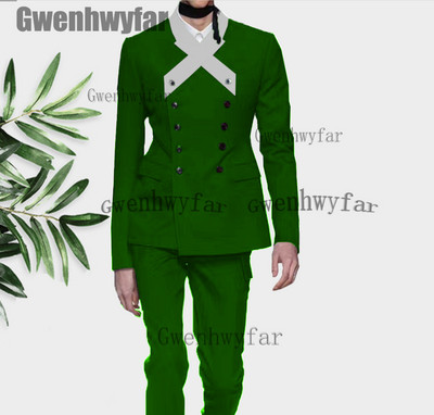 Gwenhwyfar legújabb tervezésű, kiváló minőségű férfi öltönyök 2 részes duplasoros blézer férfi esküvői öltöny Vőlegények báli öltöny férfiaknak