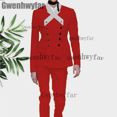 Gwenhwyfar legújabb tervezésű, kiváló minőségű férfi öltönyök 2 részes duplasoros blézer férfi esküvői öltöny Vőlegények báli öltöny férfiaknak