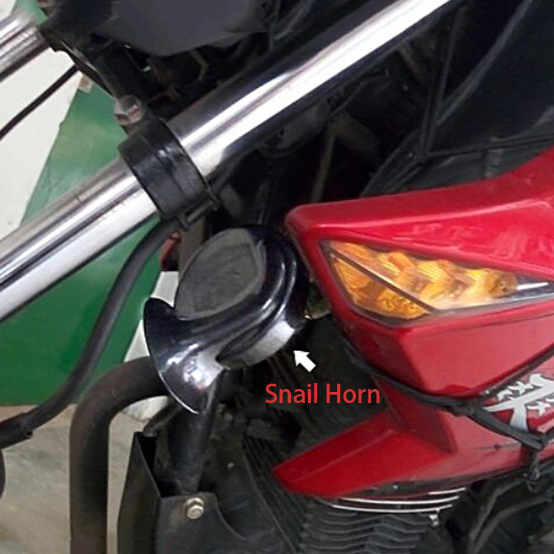 12V 48V 60V Motorkerékpár vízálló csigakürt Super Sound Monofon robogók Rlectric Moped Horn Fekete motorkerékpár tartozékok