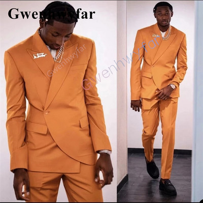 Gwenhwyfar 2022 új divatos stílus, egyedi vőlegény szmoking pontgallér, fekete bársony blézer férfi alkalmi öltöny, 2 részes esküvőre