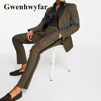 Gwenhwyfar 2022 új divatos stílus, egyedi vőlegény szmoking pontgallér, fekete bársony blézer férfi alkalmi öltöny, 2 részes esküvőre