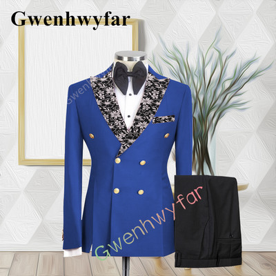 Gwenhwyfar kiváló minőségű esküvői vőlegény öltöny, dupla mellű, jacquard öltöny, alkalmi szmoking, 2 részes blézer-készletek