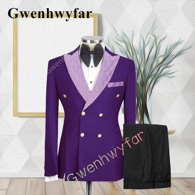Gwenhwyfar kiváló minőségű esküvői vőlegény öltöny, dupla mellű, jacquard öltöny, alkalmi szmoking, 2 részes blézer-készletek