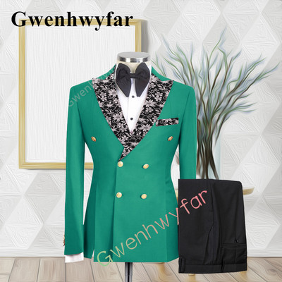 Gwenhwyfar kiváló minőségű esküvői vőlegény öltöny, dupla mellű, jacquard öltöny, alkalmi szmoking, 2 részes blézer-készletek