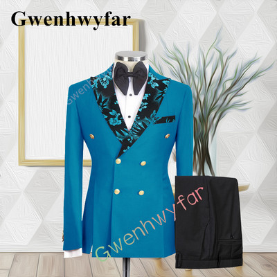 Gwenhwyfar kiváló minőségű esküvői vőlegény öltöny, dupla mellű, jacquard öltöny, alkalmi szmoking, 2 részes blézer-készletek