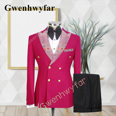 Gwenhwyfar kiváló minőségű esküvői vőlegény öltöny, dupla mellű, jacquard öltöny, alkalmi szmoking, 2 részes blézer-készletek