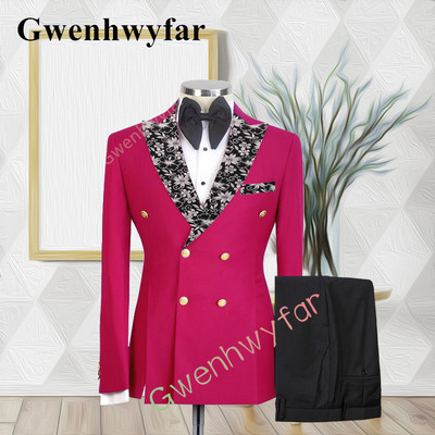 Gwenhwyfar kiváló minőségű esküvői vőlegény öltöny, dupla mellű, jacquard öltöny, alkalmi szmoking, 2 részes blézer-készletek