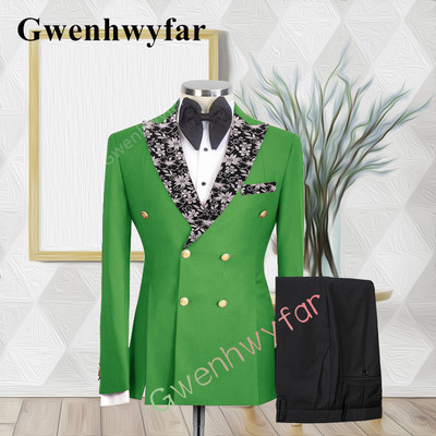 Gwenhwyfar kiváló minőségű esküvői vőlegény öltöny, dupla mellű, jacquard öltöny, alkalmi szmoking, 2 részes blézer-készletek