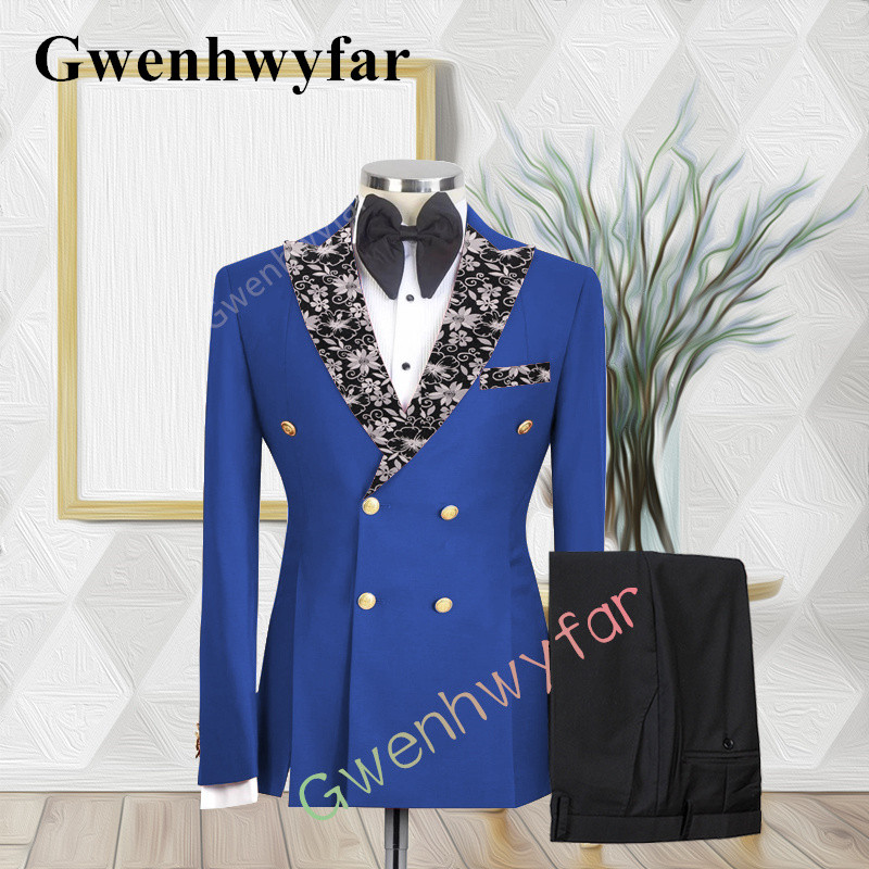 Gwenhwyfar kiváló minőségű esküvői vőlegény öltöny, dupla mellű, jacquard öltöny, alkalmi szmoking, 2 részes blézer-készletek