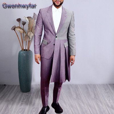 Gwenhwyfar férfi öltönyök 2020. őszi divat patchwork, 2 db-os blézer nadrággal, egyedi készítésű esküvői parti ruha báli vőlegény szmoking