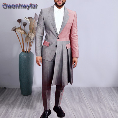Gwenhwyfar férfi öltönyök 2020. őszi divat patchwork, 2 db-os blézer nadrággal, egyedi készítésű esküvői parti ruha báli vőlegény szmoking