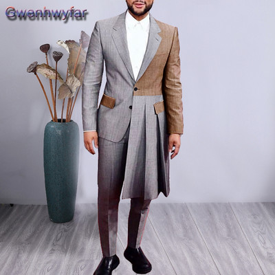 Gwenhwyfar férfi öltönyök 2020. őszi divat patchwork, 2 db-os blézer nadrággal, egyedi készítésű esküvői parti ruha báli vőlegény szmoking