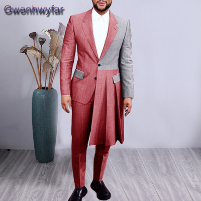 Gwenhwyfar férfi öltönyök 2020. őszi divat patchwork, 2 db-os blézer nadrággal, egyedi készítésű esküvői parti ruha báli vőlegény szmoking