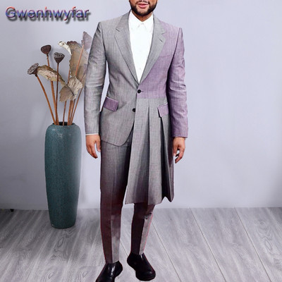 Gwenhwyfar férfi öltönyök 2020. őszi divat patchwork, 2 db-os blézer nadrággal, egyedi készítésű esküvői parti ruha báli vőlegény szmoking