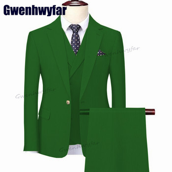 Gwenhwyfar 2023 Висококачествен мъжки костюм Бизнес блейзър Комплекти Slim Fit Сватбени смокинги за младоженеца Модни 3 бр. Облекло Terno Masculino