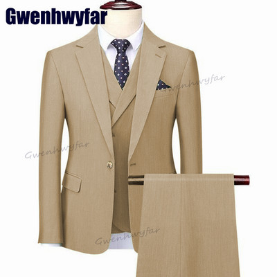 Gwenhwyfar 2023 kiváló minőségű férfi öltöny, üzleti blézer szettek, vékony szabású esküvői vőlegény szmokingok, divatos, 3 db-os ruhák, Terno Masculino