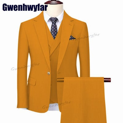 Gwenhwyfar 2023 kiváló minőségű férfi öltöny, üzleti blézer szettek, vékony szabású esküvői vőlegény szmokingok, divatos, 3 db-os ruhák, Terno Masculino