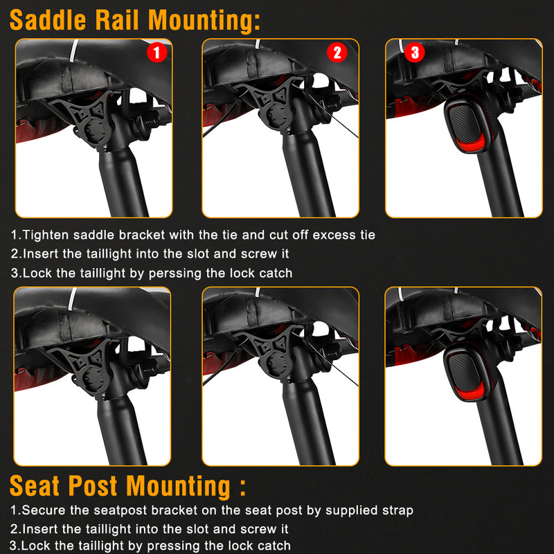 Anchtek dviračio galinių žibintų apsaugos nuo vagystės signalizacija išmanioji automatinio stabdžių jutiklio lemputė USB įkrovimo nuotolinio valdymo pultas vandeniui atspari motociklo signalizacija
