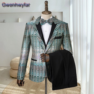 Gwenhwyfar fehér kendős hajtókás kockás férfi öltöny esküvőre Egyedi készítés, egysoros vőfély Mariage szmoking férfi dzseki nadrág