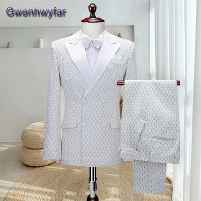 Gwenhwyfar kék férfi öltöny esküvői vacsorára, csúcsos hajtóka, egysoros vőfélyek szmokingok, egyedi Homme blézer mellény nadrág