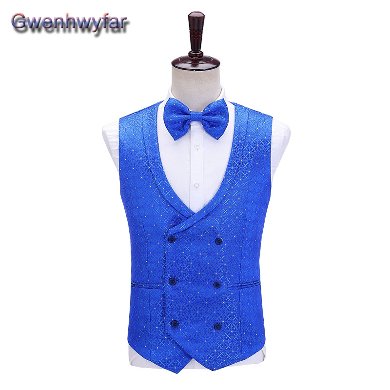Gwenhwyfar kék férfi öltöny esküvői vacsorára, csúcsos hajtóka, egysoros vőfélyek szmokingok, egyedi Homme blézer mellény nadrág