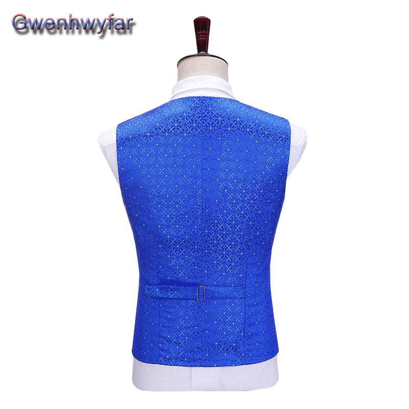 Gwenhwyfar kék férfi öltöny esküvői vacsorára, csúcsos hajtóka, egysoros vőfélyek szmokingok, egyedi Homme blézer mellény nadrág