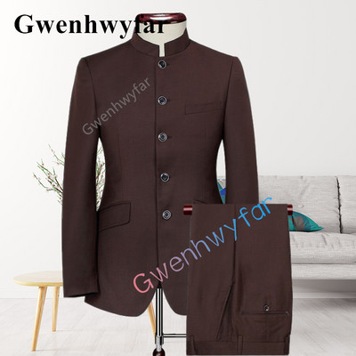 Gwenhwyfar újdonságok indiai stílusú egyedi méretű, élénk narancssárga szmoking vőlegény esküvői trenddizájn férfi kétrészes öltöny