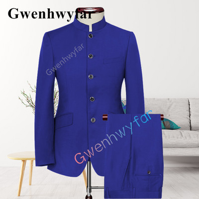 Gwenhwyfar újdonságok indiai stílusú egyedi méretű, élénk narancssárga szmoking vőlegény esküvői trenddizájn férfi kétrészes öltöny