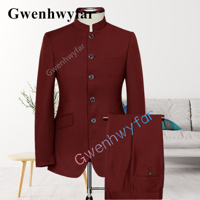 Gwenhwyfar újdonságok indiai stílusú egyedi méretű, élénk narancssárga szmoking vőlegény esküvői trenddizájn férfi kétrészes öltöny